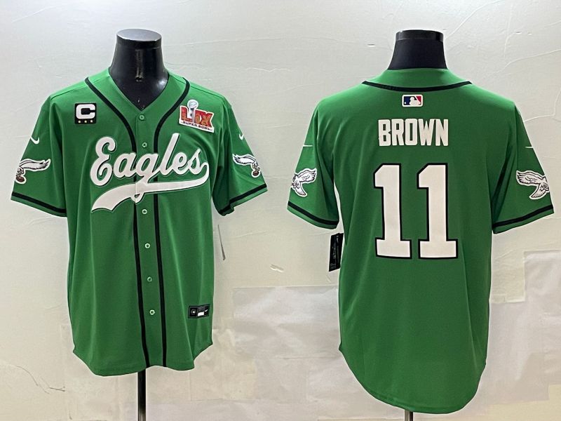 Men Philadelphia Eagles #11 Brown Green three generations Jointly Name 2025 Nike Limited NFL Jersey style 11